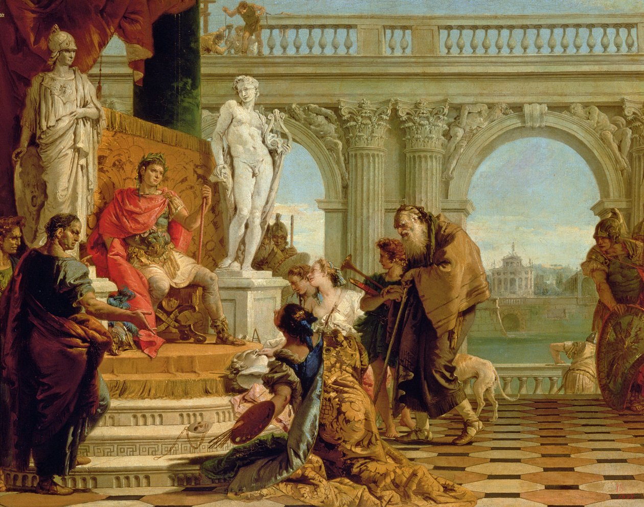 Maecenas presenterer den liberale kunsten til keiser Augustus (63BC-14AD) ca. 1745 (olje på lerret) av Giovanni Battista Tiepolo