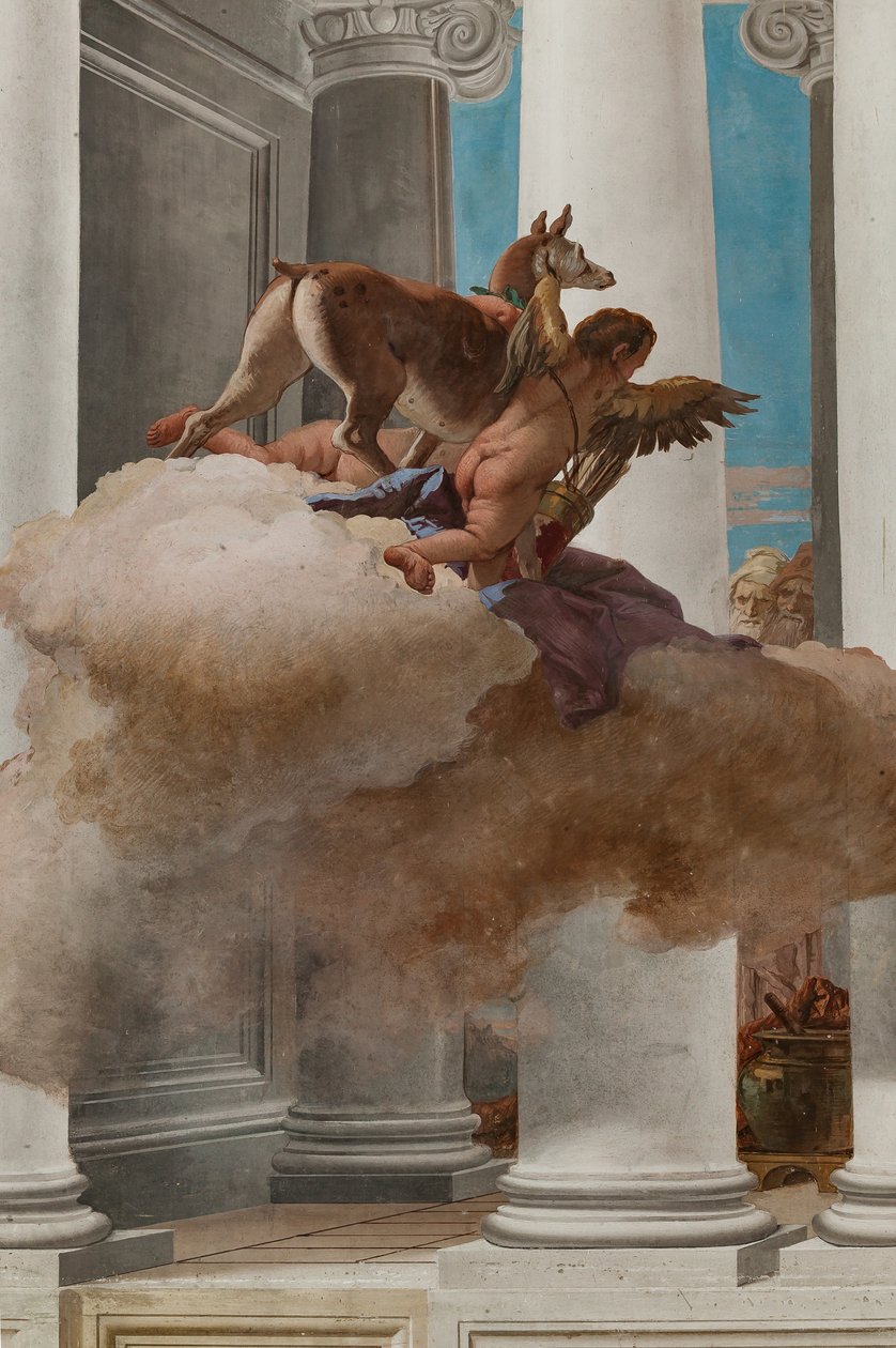 Palazzina (Small Building), inngangspartiet: "The Sacrifice of Iphigenia", detalj av doeen sendt av Artemis for å erstatte Iphigenia av Giovanni Battista Tiepolo