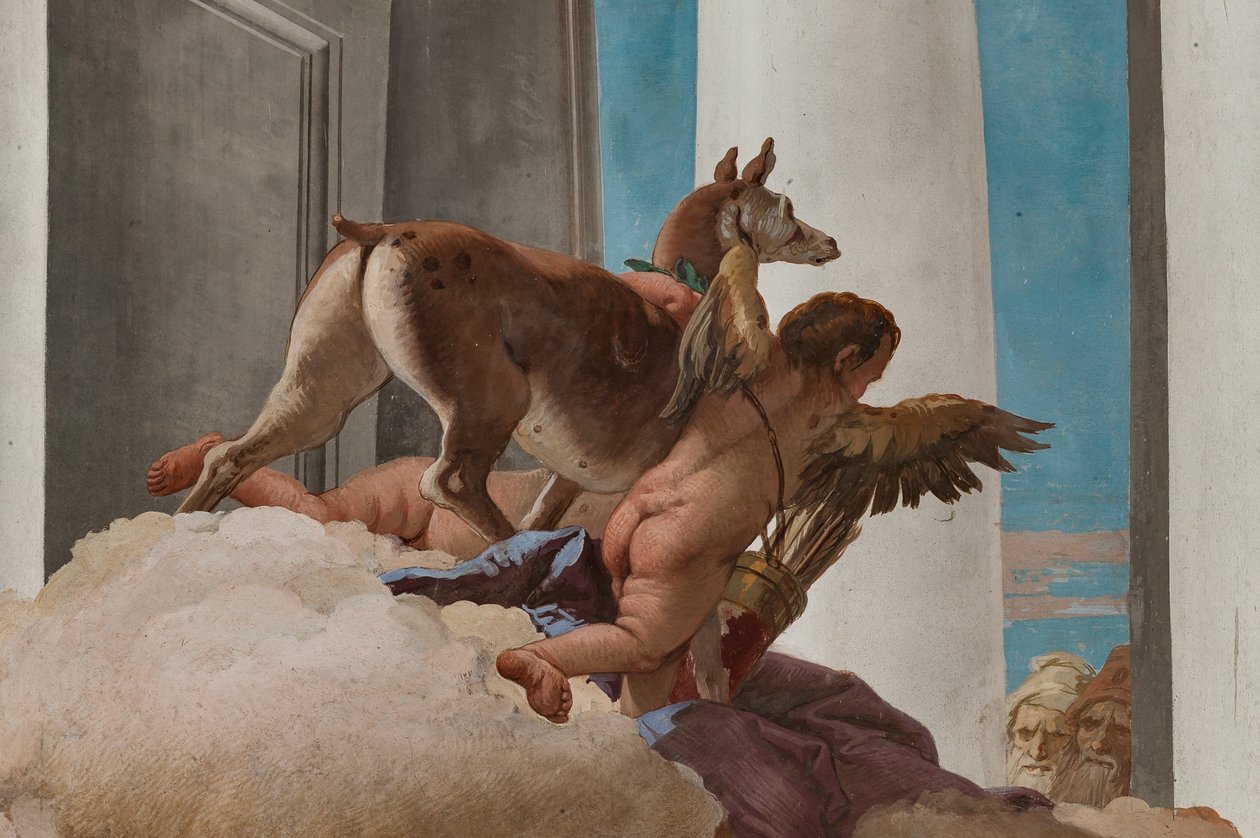 Palazzina (Small Building), inngangspartiet: "The Sacrifice of Iphigenia", detalj av doeen sendt av Artemis for å erstatte Iphigenia av Giovanni Battista Tiepolo