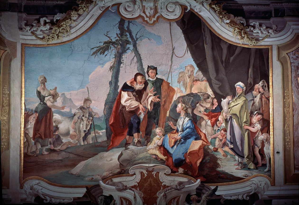 Rachel skjuler avgudene som ble stjålet fra faren Laban av Giovanni Battista Tiepolo