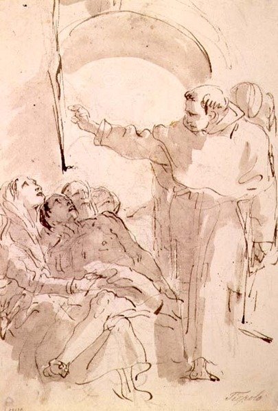 The Miracle of St. Anthony of Padua, c. 1760 (penn og blekk, vask over svart kritt) av Giovanni Battista Tiepolo