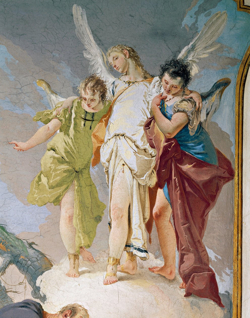 Abraham og engler, av Giovanni Battista Tiepolo (1696-1770), freskomaleri, Detalj, Patriarkalske palass, Guest Hall, Udine av Giovanni Battista Tiepolo