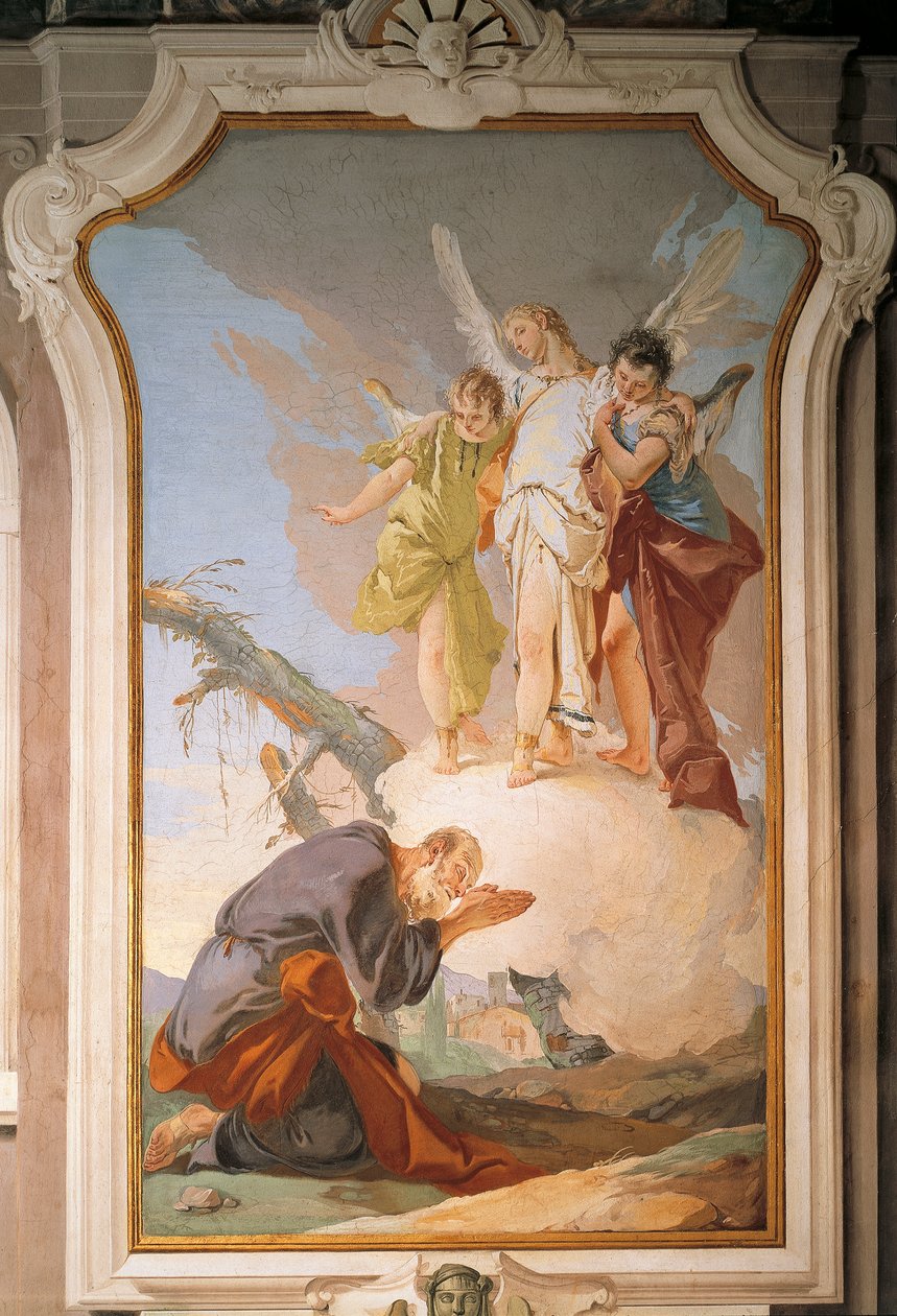 Abraham og engler, av Giovanni Battista Tiepolo (1696-1770), fresco, Patriarchal Palace, Guest Hall, Udine av Giovanni Battista Tiepolo