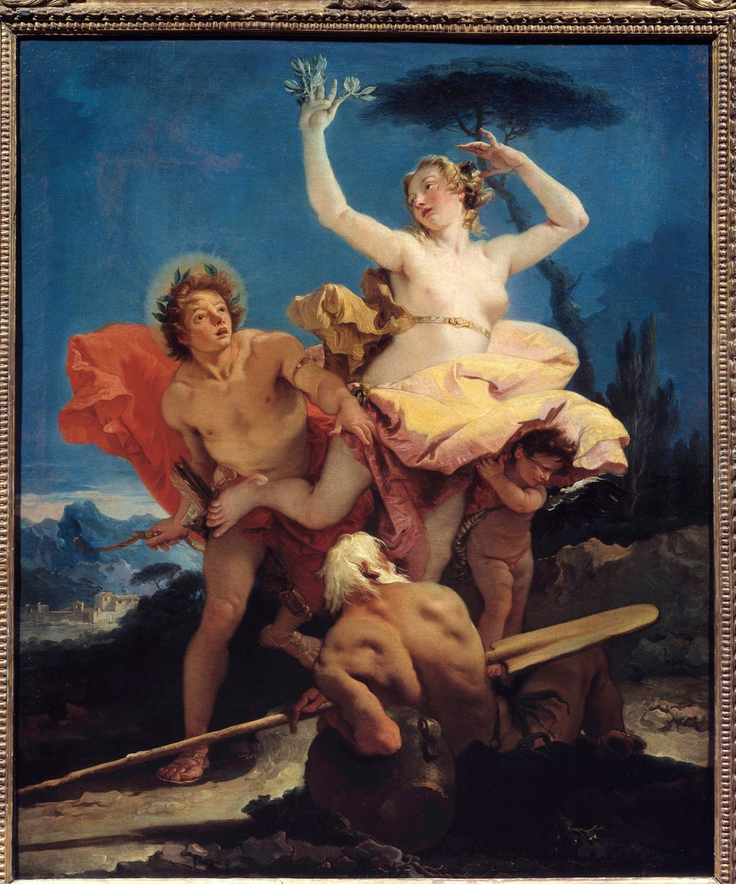 Apollo og Daphne-maleri av Giovanni Tiepolo (1696-1770) 1700-tallets søn. 0,96x0,79 m av Giovanni Battista Tiepolo