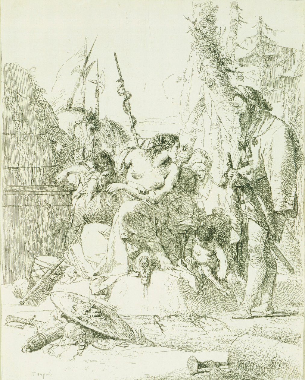 Capriccio av Giambattista Tiepolo (1696-1770), gravering av Giovanni Battista Tiepolo