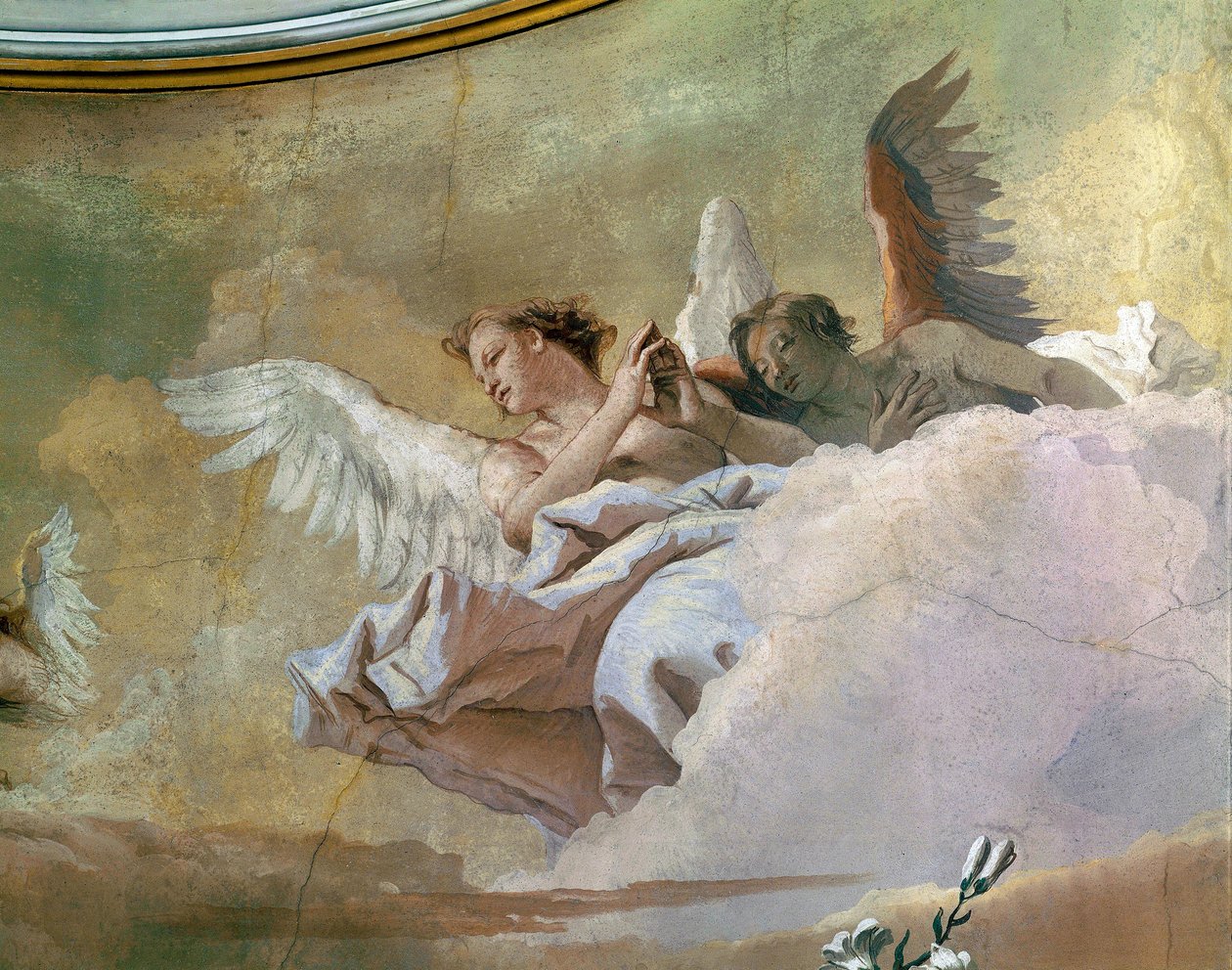 Glory of Angels, av Giovanni Battista Tiepolo (1696-1770), fresco, Detail, Oratory of Purity, Udine av Giovanni Battista Tiepolo
