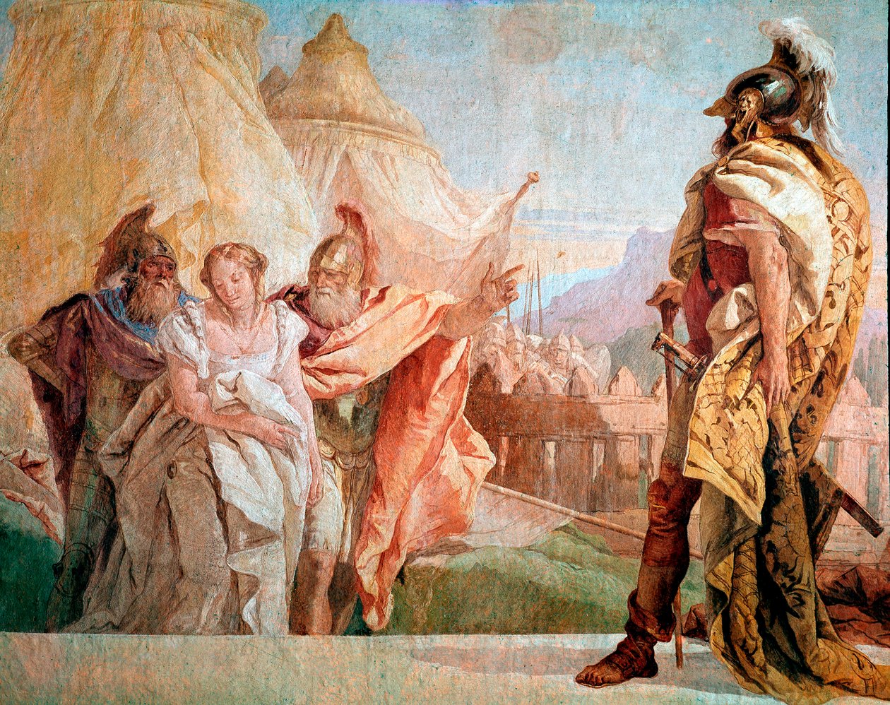 Iliaden av Homer: "" Thaltybius et Eryrates emmeni forbanner unge Agamemnon""" Fresco av Giambattista Tiepolo (1696-1770) av Giovanni Battista Tiepolo