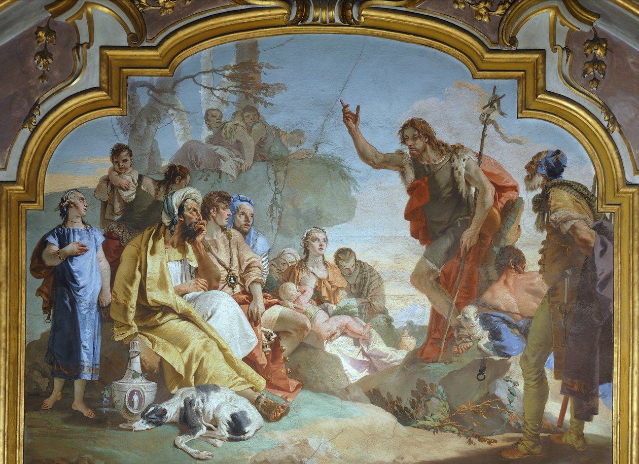 Italia, Bergamo, Colleoni Chapel, St John Baptist forkynner for publikum av Giovanni Battista Tiepolo