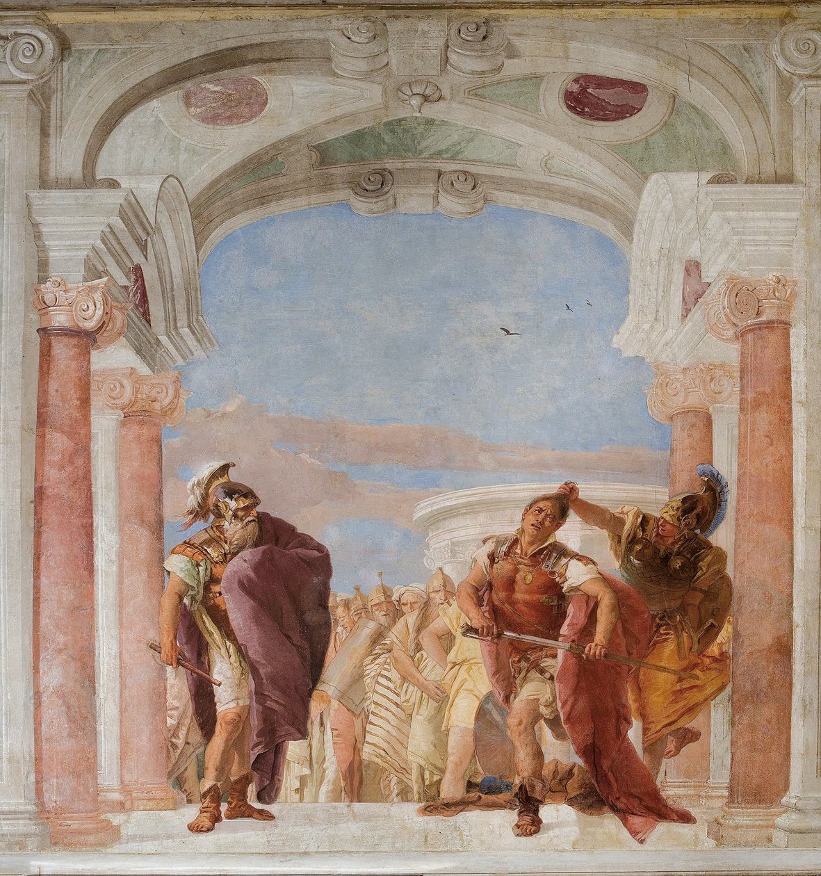 Minerva hindrer Achilles fra å drepe Agamemnon, fra Iliadens rom i Palazzina av Giovanni Battista Tiepolo