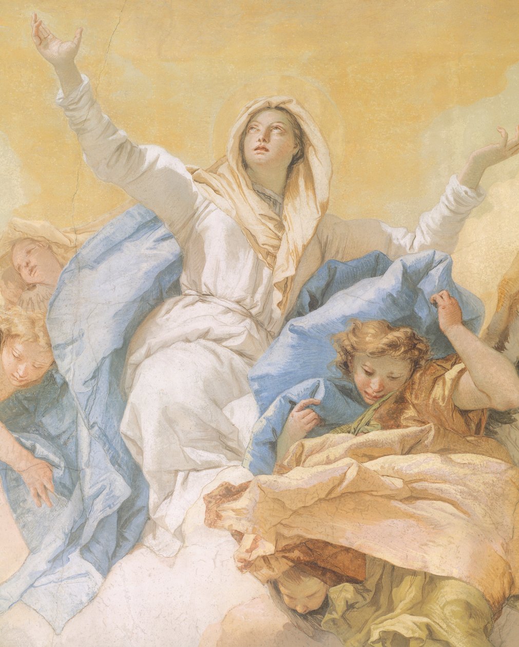 The Assumption of Mary, av Giambattista Tiepolo (1696-1770), fresco, detalj, Oratory of Purity, Udine, Italia av Giovanni Battista Tiepolo