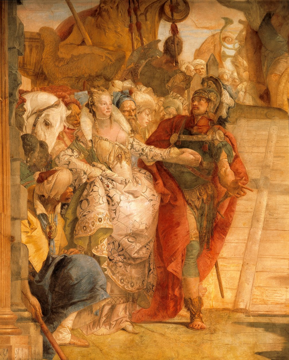 Møtet mellom Antony og Cleopatra, av Giambattista Tiepolo (1696-1770), freskomaleri, detalj, Palazzo Labia, Venezia, Italia av Giovanni Battista Tiepolo