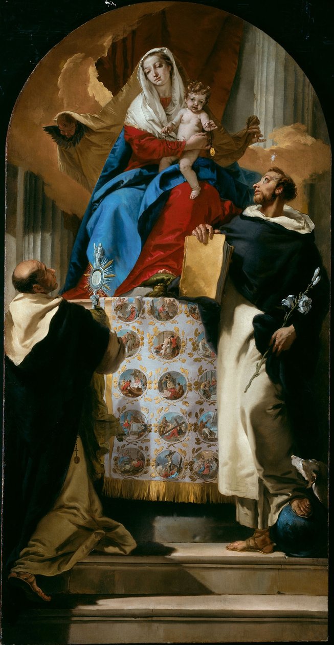 Jomfru og barn med de hellige Dominic og Hyacinth av Giovanni Battista Tiepolo