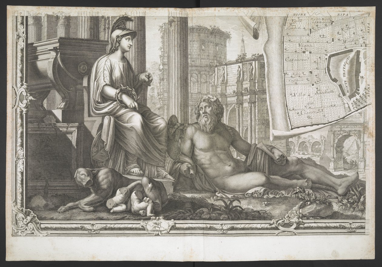 Figurer og skulpturer, fra Nuova Pianta di Roma, brakt frem i lyset av G. Nolli av Giovanni Battista (after) Nolli