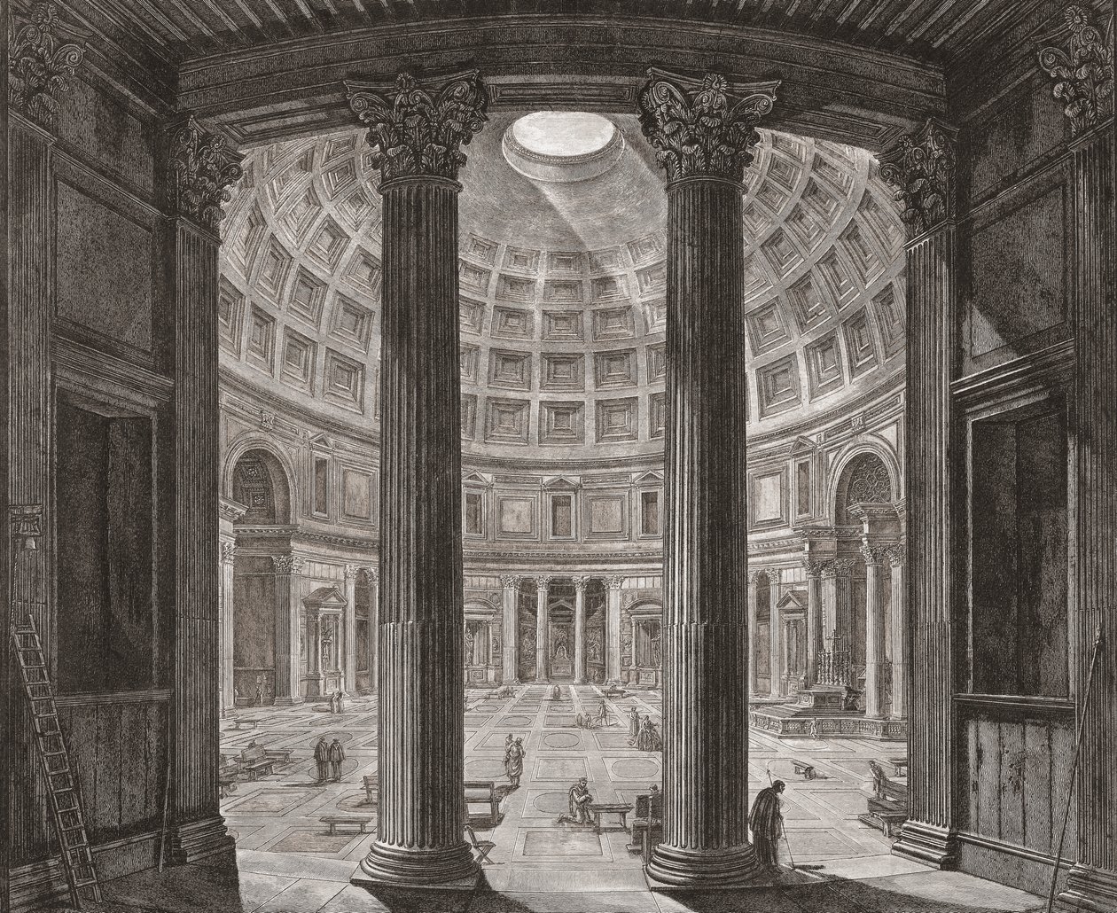 Interiør av Pantheon, Roma, Italia. Piranesi. av Giovanni Battista (after) Piranesi