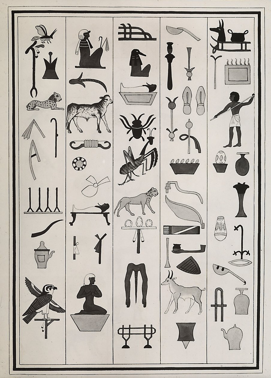 Tegninger av dekorasjonene fra innsiden av graven til farao Psammetic I, gjengitt i 1817 av Giovanni Battista Belzoni, plassert i British Museum, London av Giovanni Battista Belzoni
