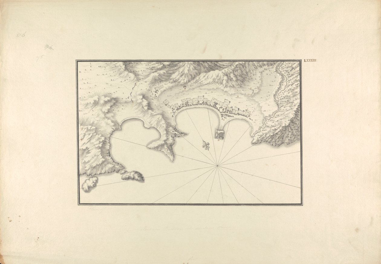Topografisk kart over Halicarnassus ved havnen av Giovanni Battista Borra
