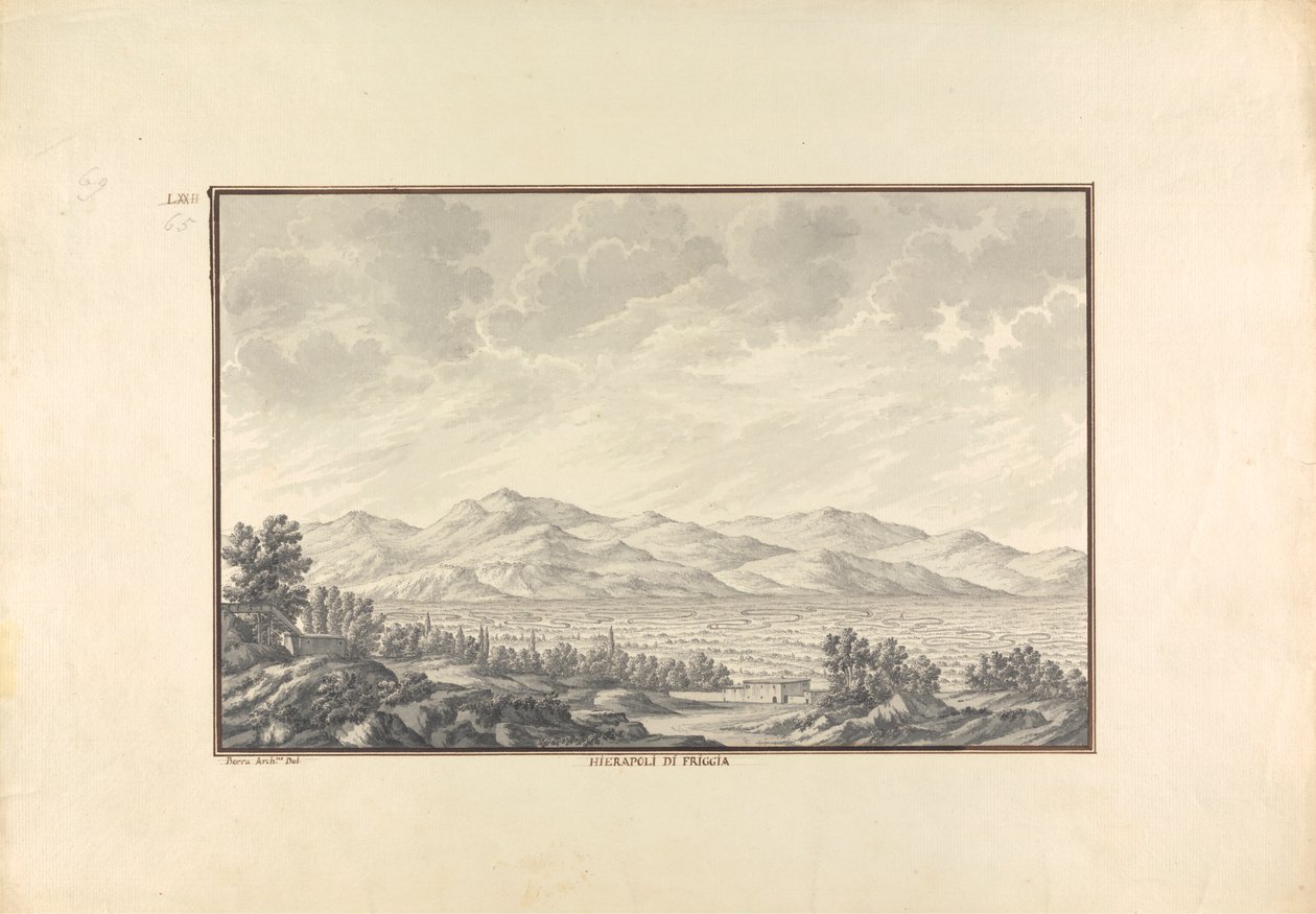 Utsikt over Hierapolis-dalen (nå Pamukkale) av Giovanni Battista Borra