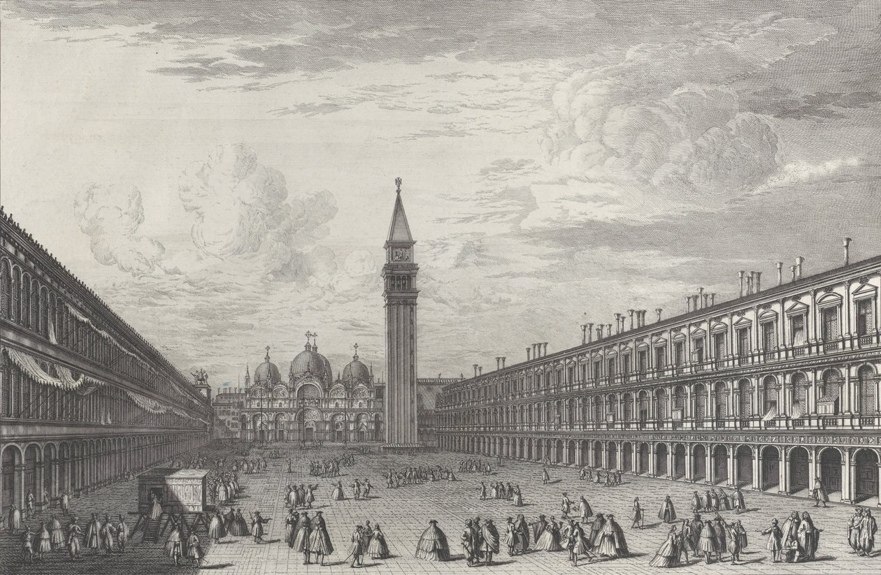 Piazza San Marco ser mot basilikaen og Campanile, 1763., 1763. av Giovanni Battista Brostoloni