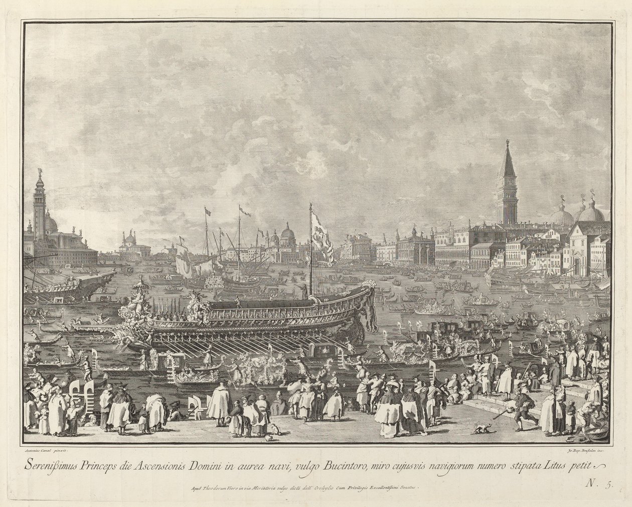 Dogen i Bucintoro avreise til Porto di Lido på Kristi himmelfartsdag, 17631766. av Giovanni Battista Brostoloni