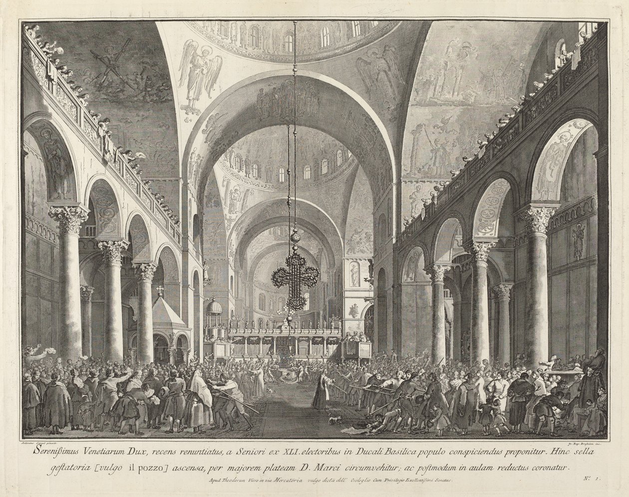 Den nyvalgte dogen presentert for folket i San Marco, 17631766. av Giovanni Battista Brostoloni