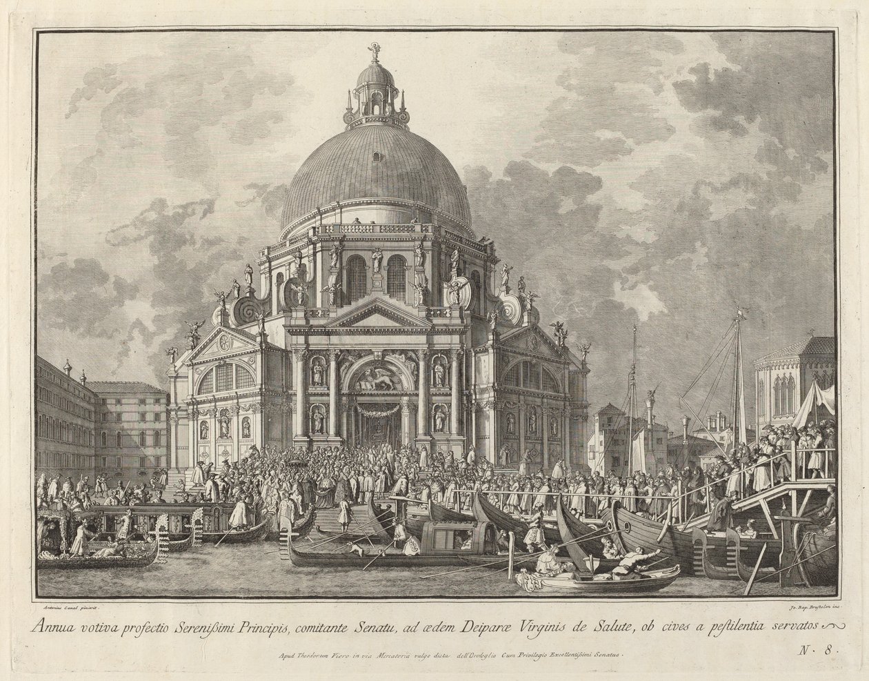 Dogenes årlige besøk til Santa Maria della Salute av Giovanni Battista Brustolon after Canaletto