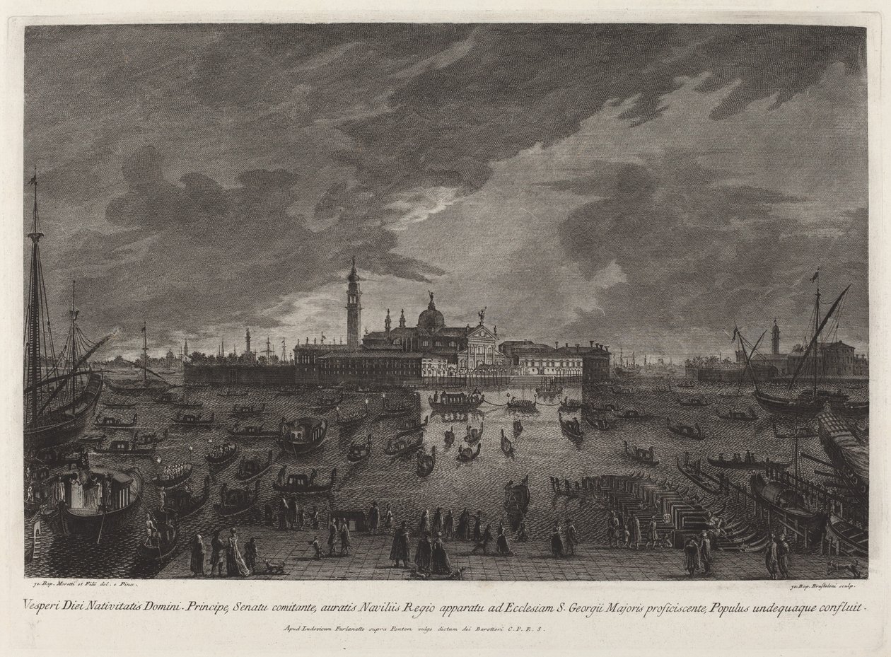 Julaftens prosesjon til San Giorgio Maggiore av Giovanni Battista Brustolon after Giovanni Battista Moretti