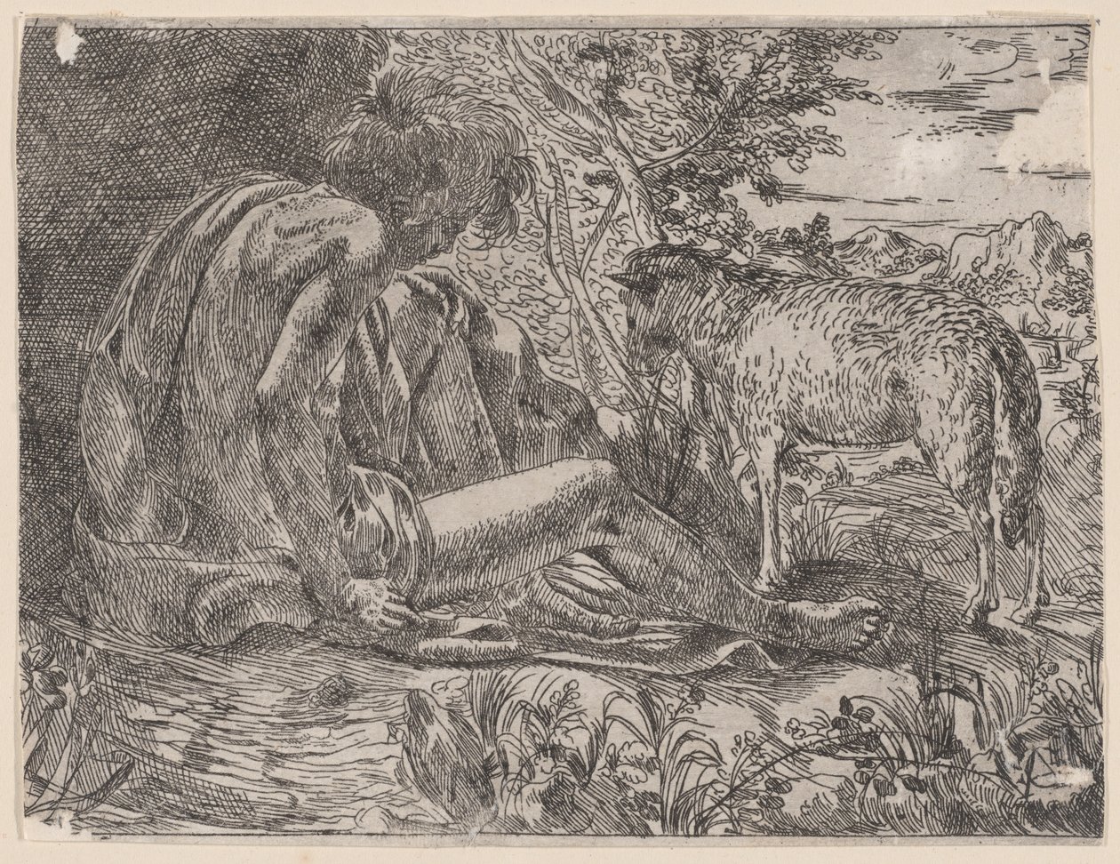 Døperen Johannes med et lam, 1600-35. av Giovanni Battista Caracciolo