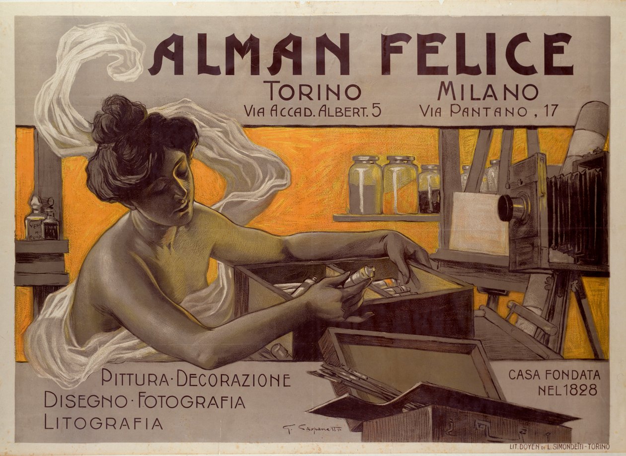 Reklameplakat for Alman Felice, Torino - Milano, Italia av Giovanni Battista Carpanetto