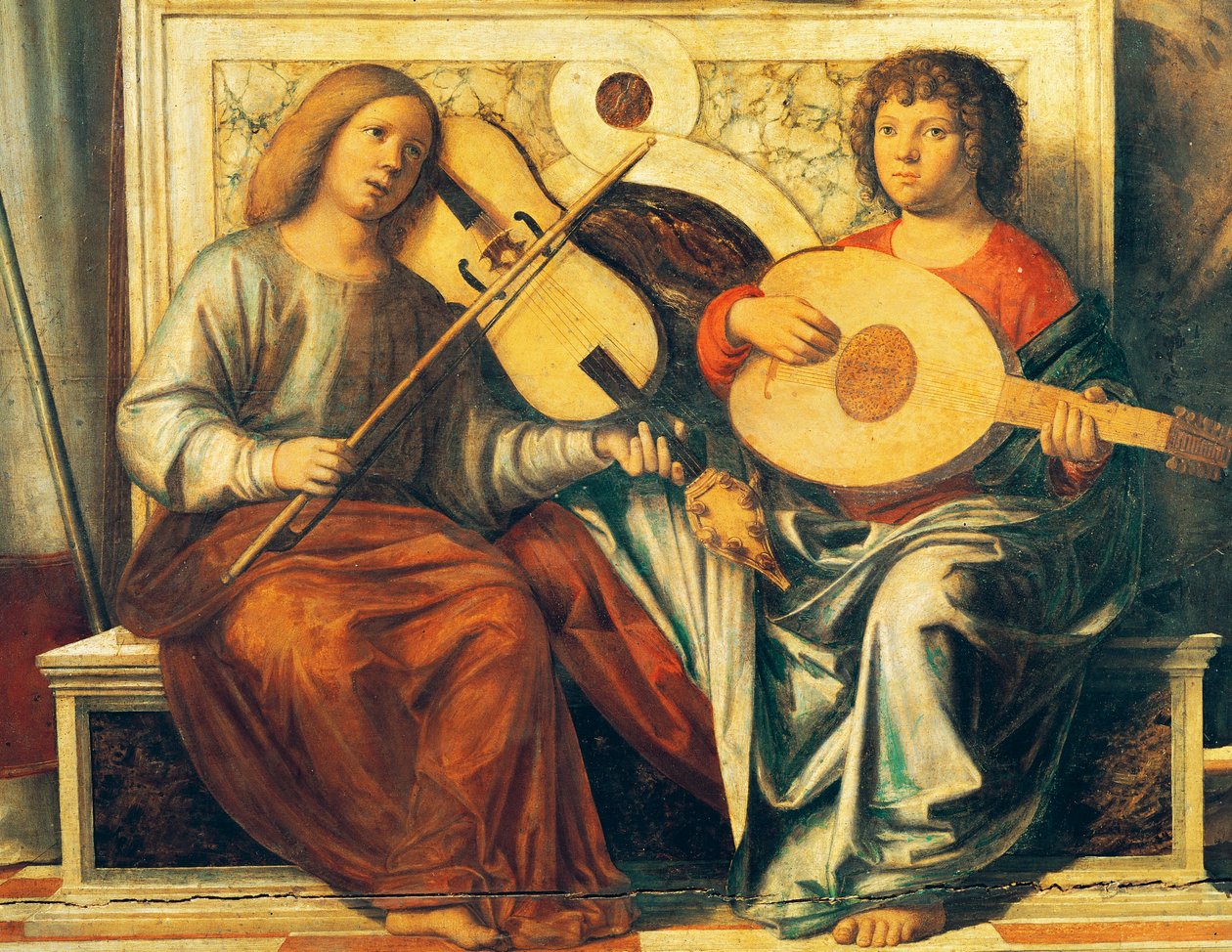 Kjeruber som spiller musikkinstrumenter av Giovanni Battista Cima da Conegliano