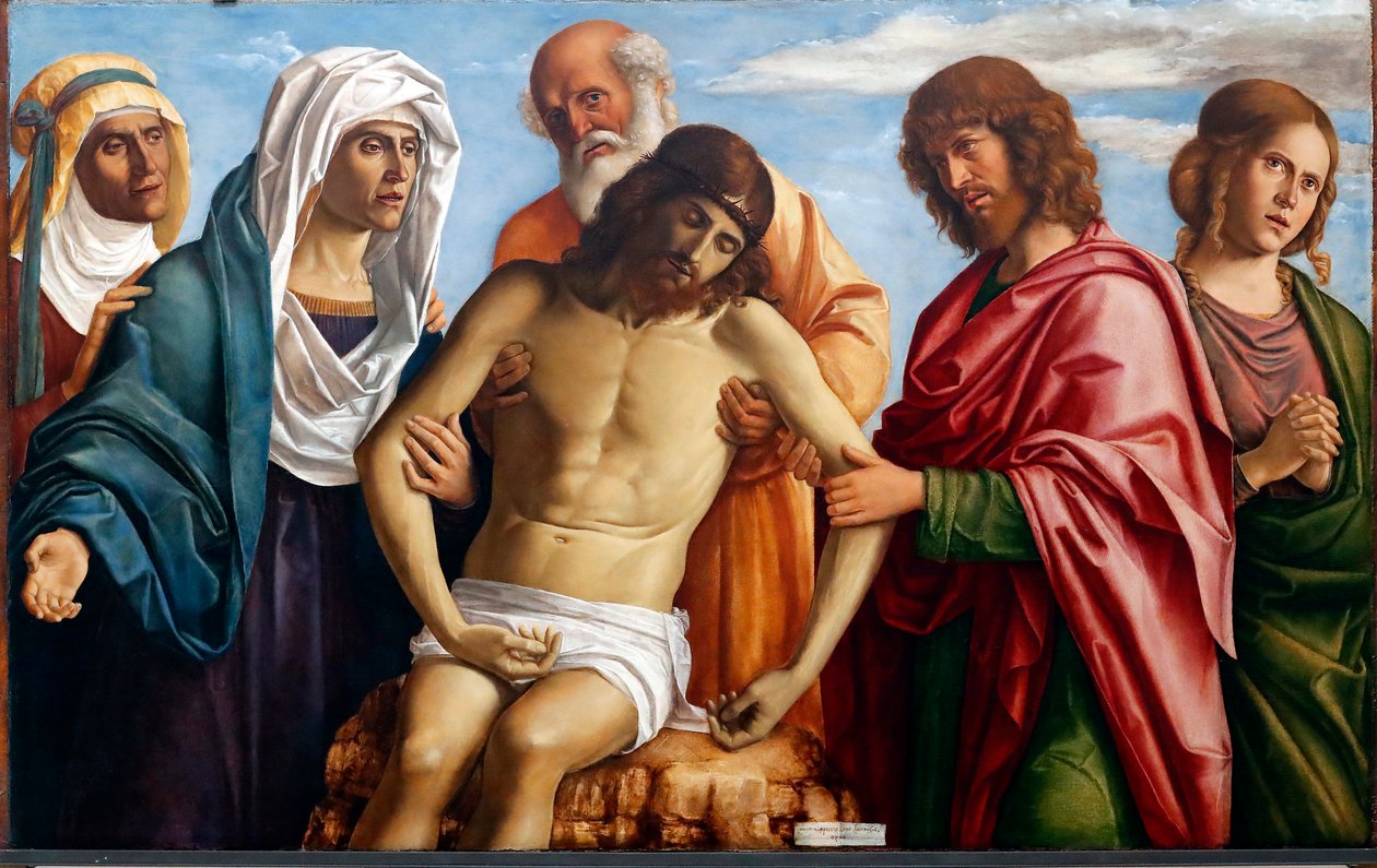 Døde Kristus støttet av Jomfru Maria, Nikodemus, Evangelisten Johannes og de to Mariane (maleri) av Giovanni Battista Cima da Conegliano