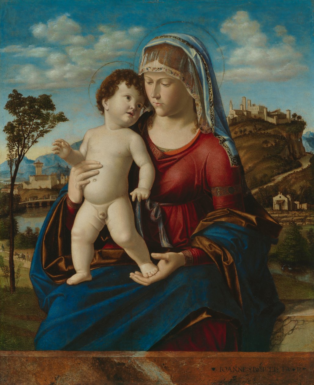 Madonna og barn i et landskap, ca. 1496-99 av Giovanni Battista Cima da Conegliano