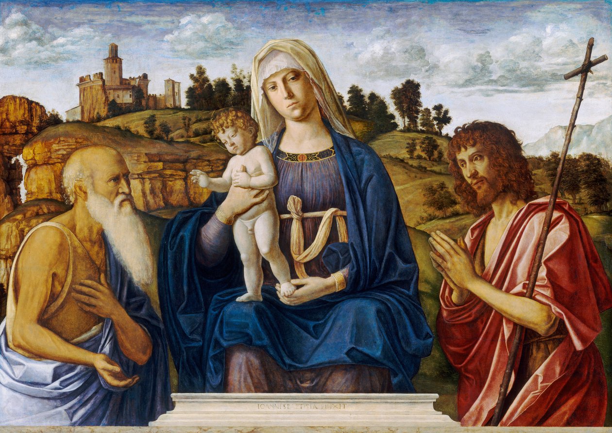 Madonna og barn med den hellige Hieronymus og døperen Johannes, ca. 14921495. av Giovanni Battista Cima da Conegliano