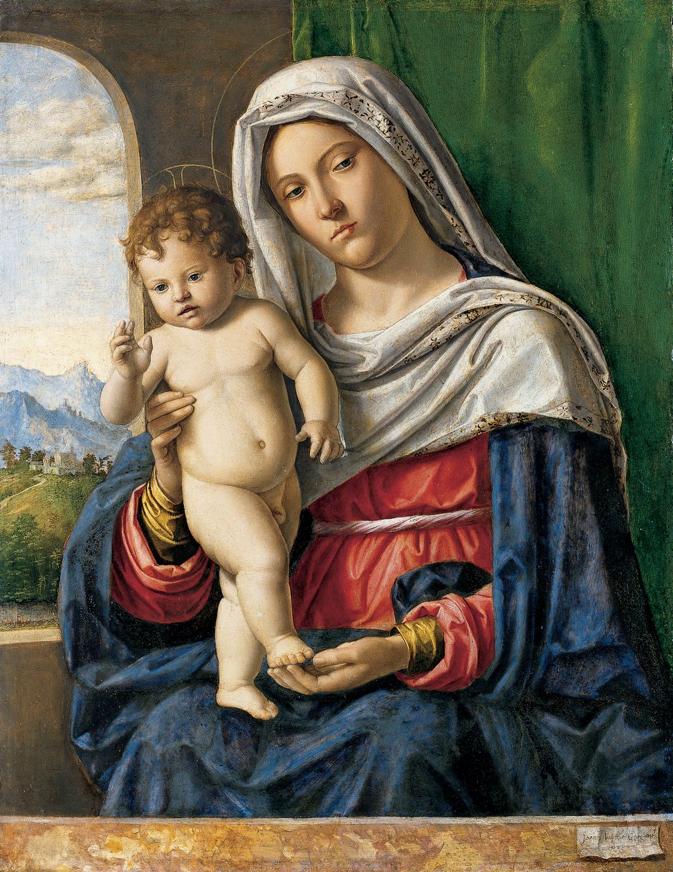 Jomfru og barn, ca. 1500-4 (olje på poppel) av Giovanni Battista Cima da Conegliano