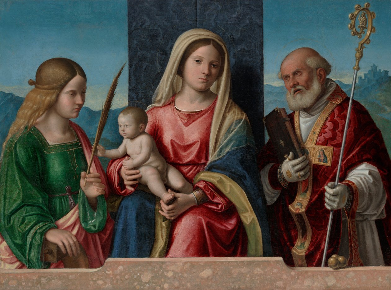 Jomfru og barn med de hellige Catherine og Nicholas av Giovanni Battista Cima da Conegliano