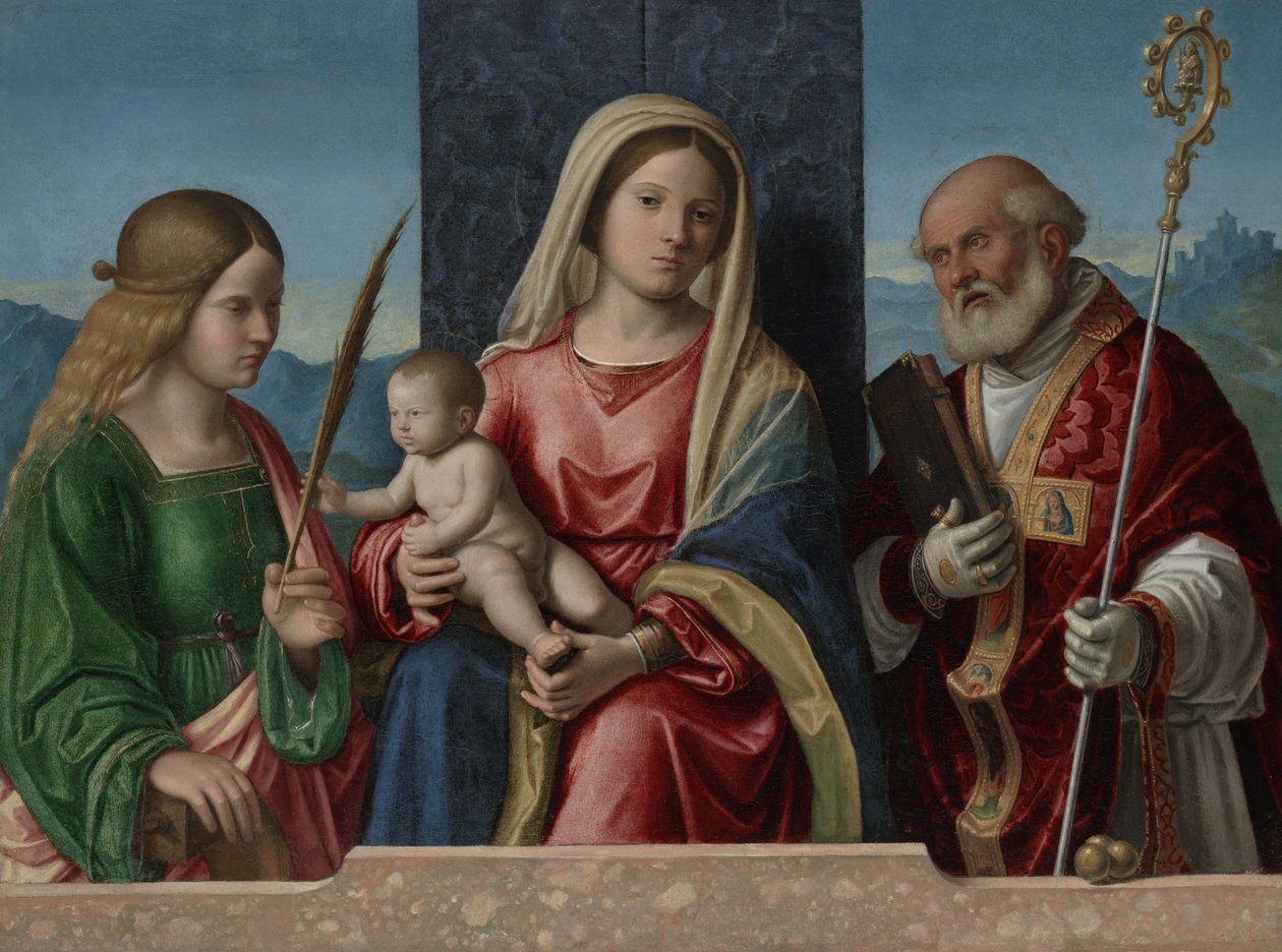 Jomfru og barn med de hellige Catherine og Nicholas, 1510-17 av Giovanni Battista Cima da Conegliano