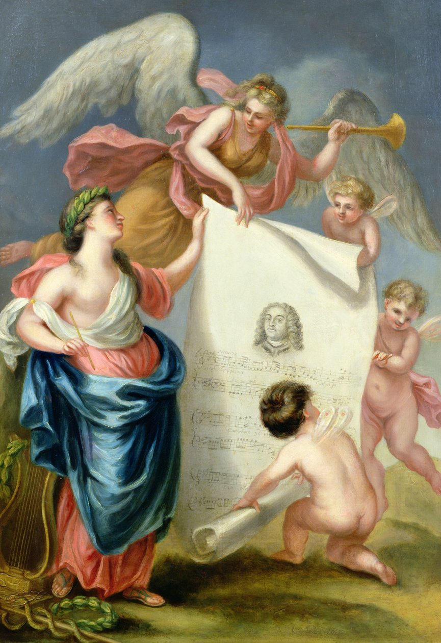 Allegorisk studie for et minnetrykk av Händel av Giovanni Battista Cipriani