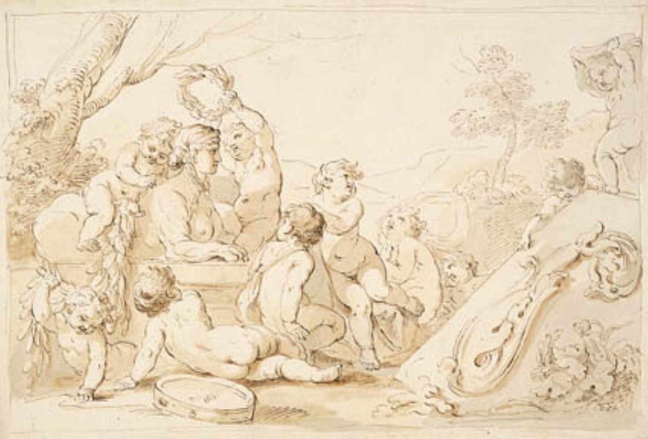 Leker putti med en sfinks av Giovanni Battista Cipriani