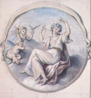 Venus binder håret hennes med en krans, deltatt av Cupids av Giovanni Battista Cipriani