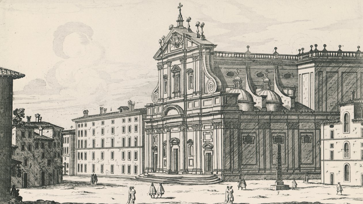 Church of St Ignatius of Loyola på Campus Martius, Roma, gravering av Giovanni Battista Falda (1640 eller 1643-1678), Italia av Giovanni Battista Falda