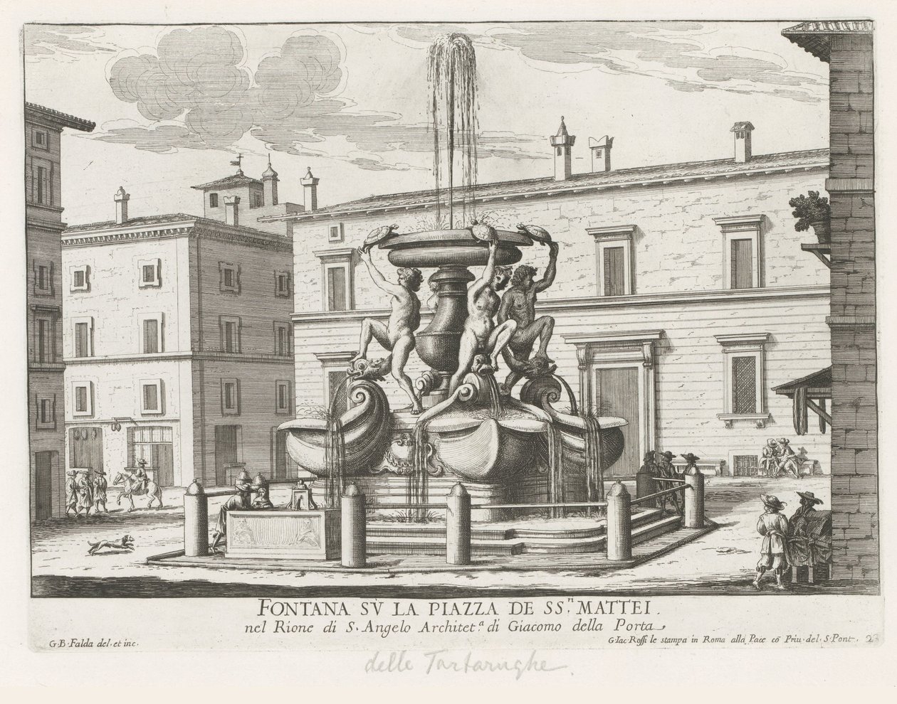 Skilpaddefontenen på Piazza Mattei te Roma Fontene på Piazza de ss.ri Mattei (tittel på objekt) Fontenene i Roma (serietittel) Fonteinen van Rome (serietittel) av Giovanni Battista Falda
