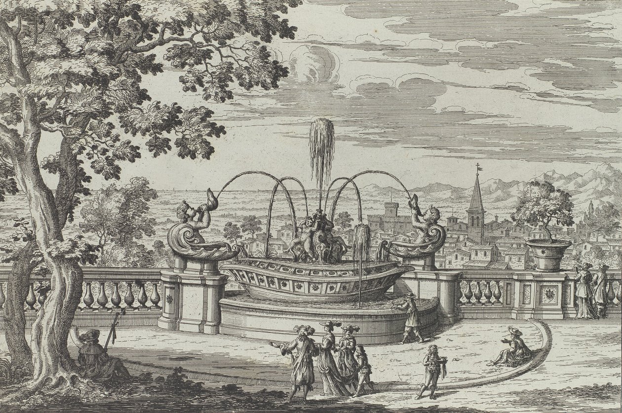 Belvedere-fontenen i Frascati ..., 1691 eller senere. av Giovanni Battista Falda