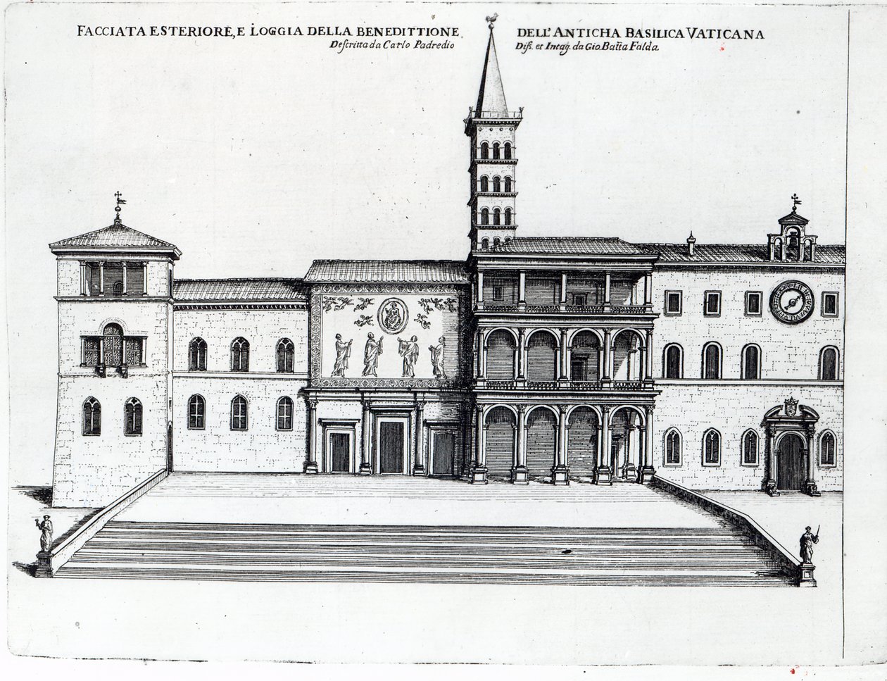 Benediction Loggia i den gamle Vatikanbasilikaen av Giovanni Battista Falda
