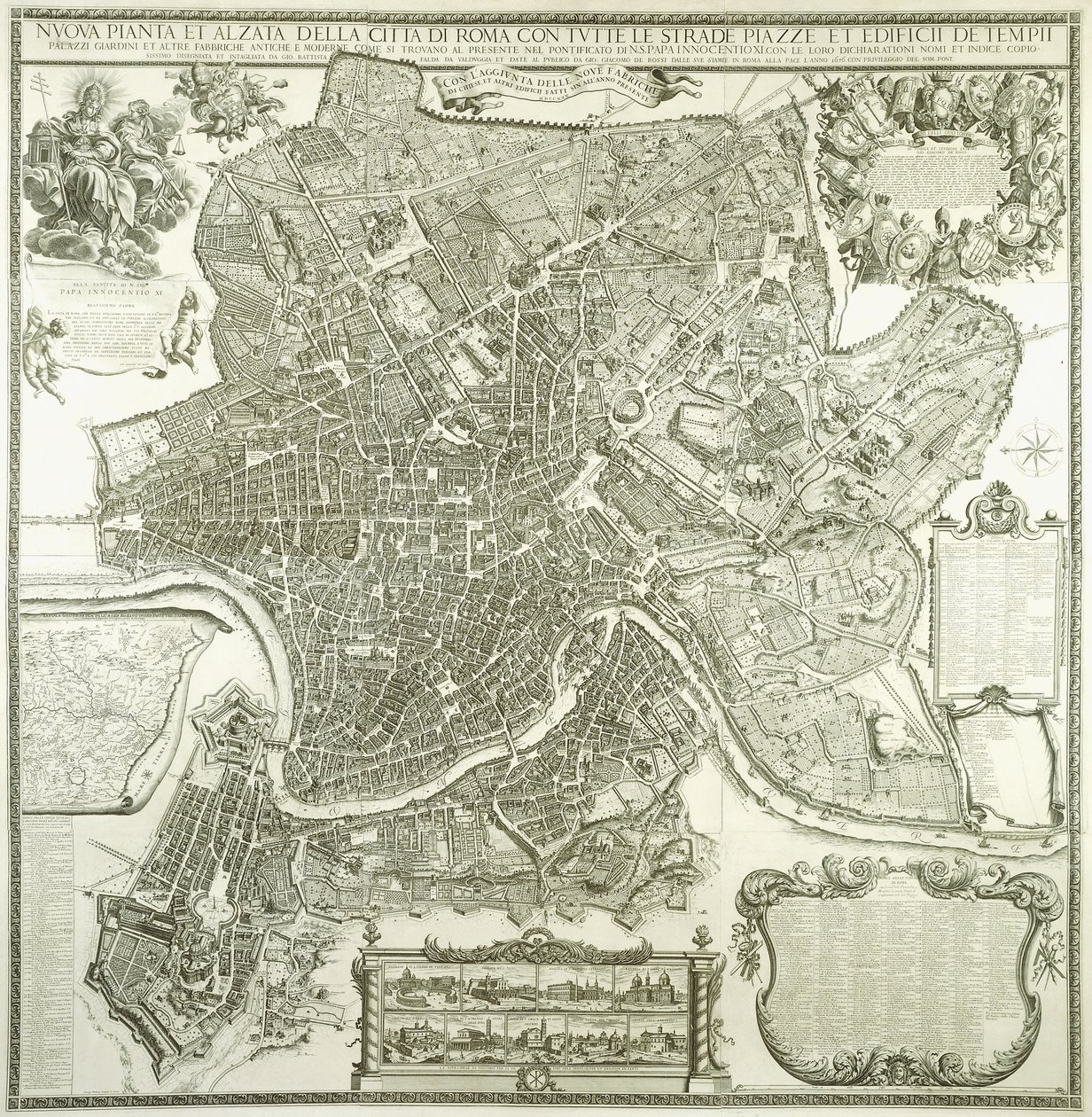 Byplan for Roma, 1730 av Giovanni Battista Falda