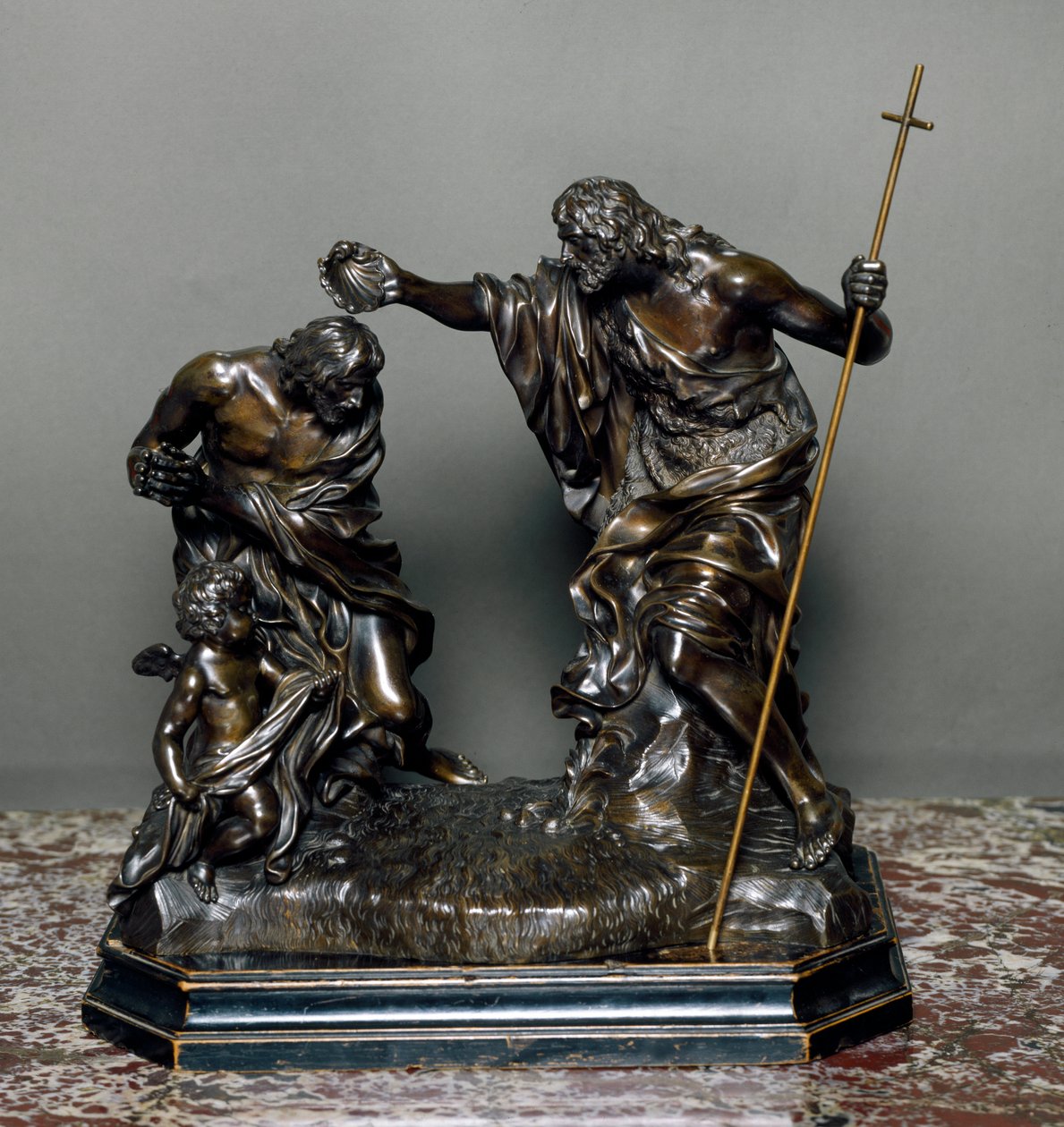 Jesu dåp. Bronseskulptur av Giovanni Battista Foggini