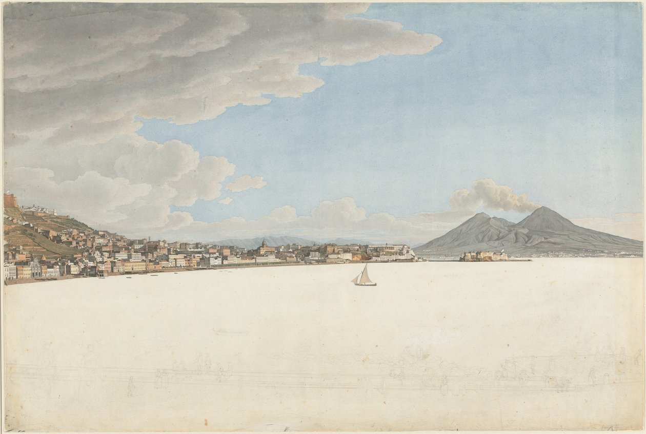 Napolibukta med Vesuv og Somma av Giovanni Battista Lusieri