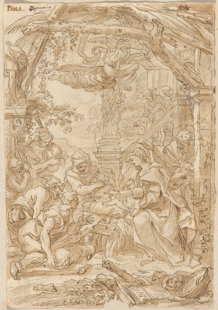 Gjeternes tilbedelse, ca. 1680–1690 (penn- og blekktegning) av Giovanni Battista Merano