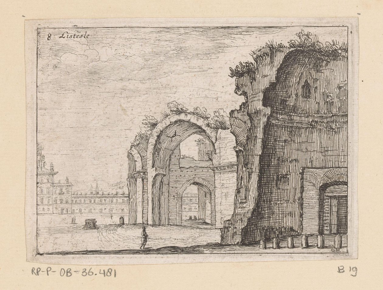 Rester av Diokletians bad i Roma Listesse (tittel på objekt) Utsikt over Roma (serietittel) Alcune vedute et prospettive di luoghi dishabitati di Roma (serietittel) av Giovanni Battista Mercati
