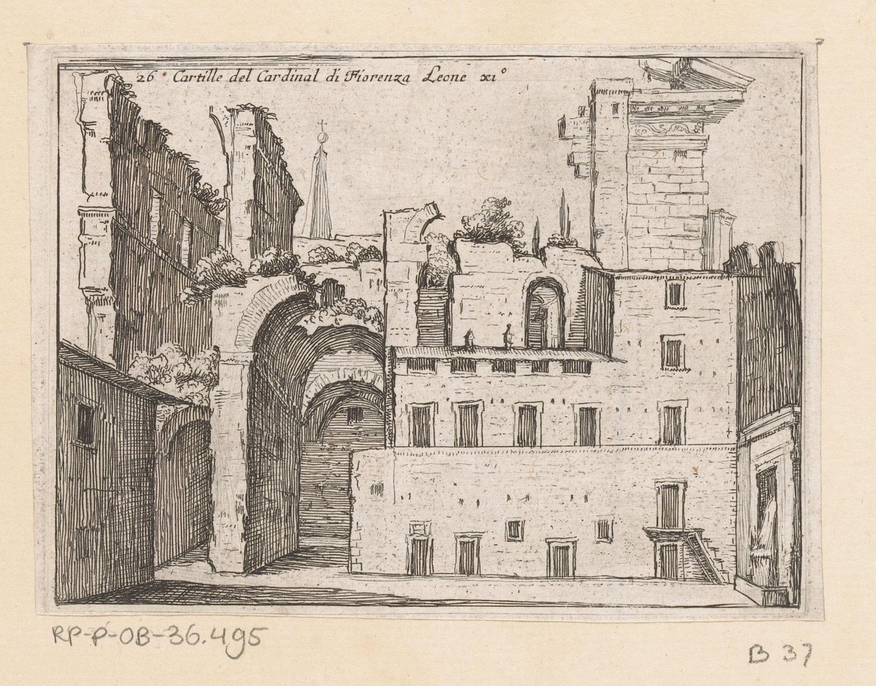 Resten van het Serapeum te Roma Kartille av kardinal di Fiorenza Leone XI (tittel på objekt) Gezichten op Roma (serietittel) Noen utsikter og perspektiver av ubebodde steder i Roma (serietittel) av Giovanni Battista Mercati