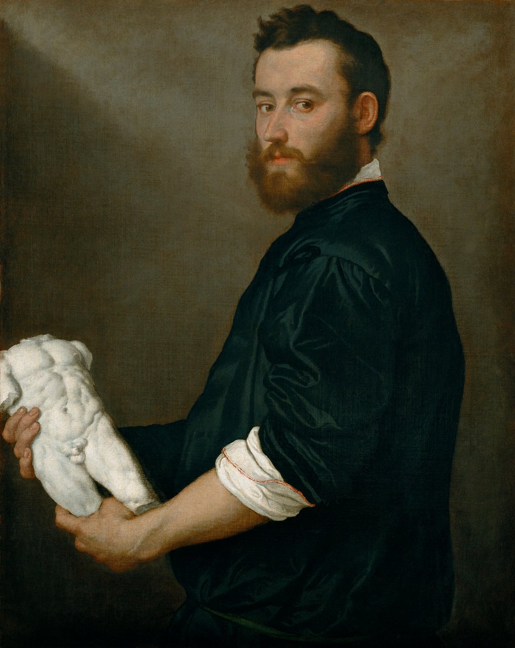 ""Portrait du sculptor Alessandro Vittoria (1525-1608)"" (Skulptøren Alessandro Vittoria (1525-1608)) Maleri av Giovan Battista Moroni (1520/25-1578) - ca 1552-1553 dim. 6 cm kunsthistorisk museum, Wien av Giovanni Battista Moroni