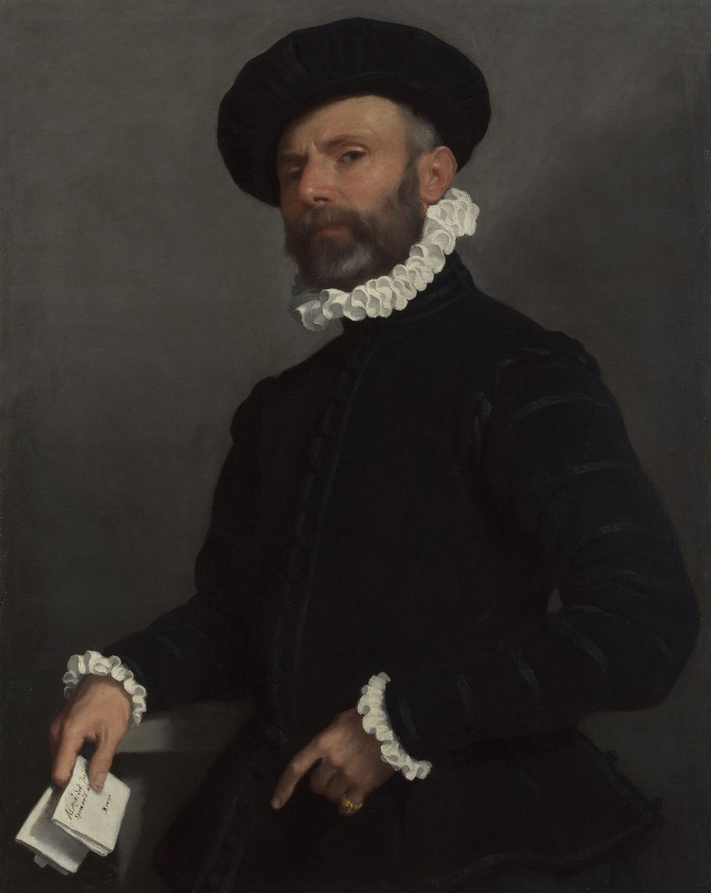 Portrett av en mann som holder et brev LAvvocato, ca. 1570 av Giovanni Battista Moroni